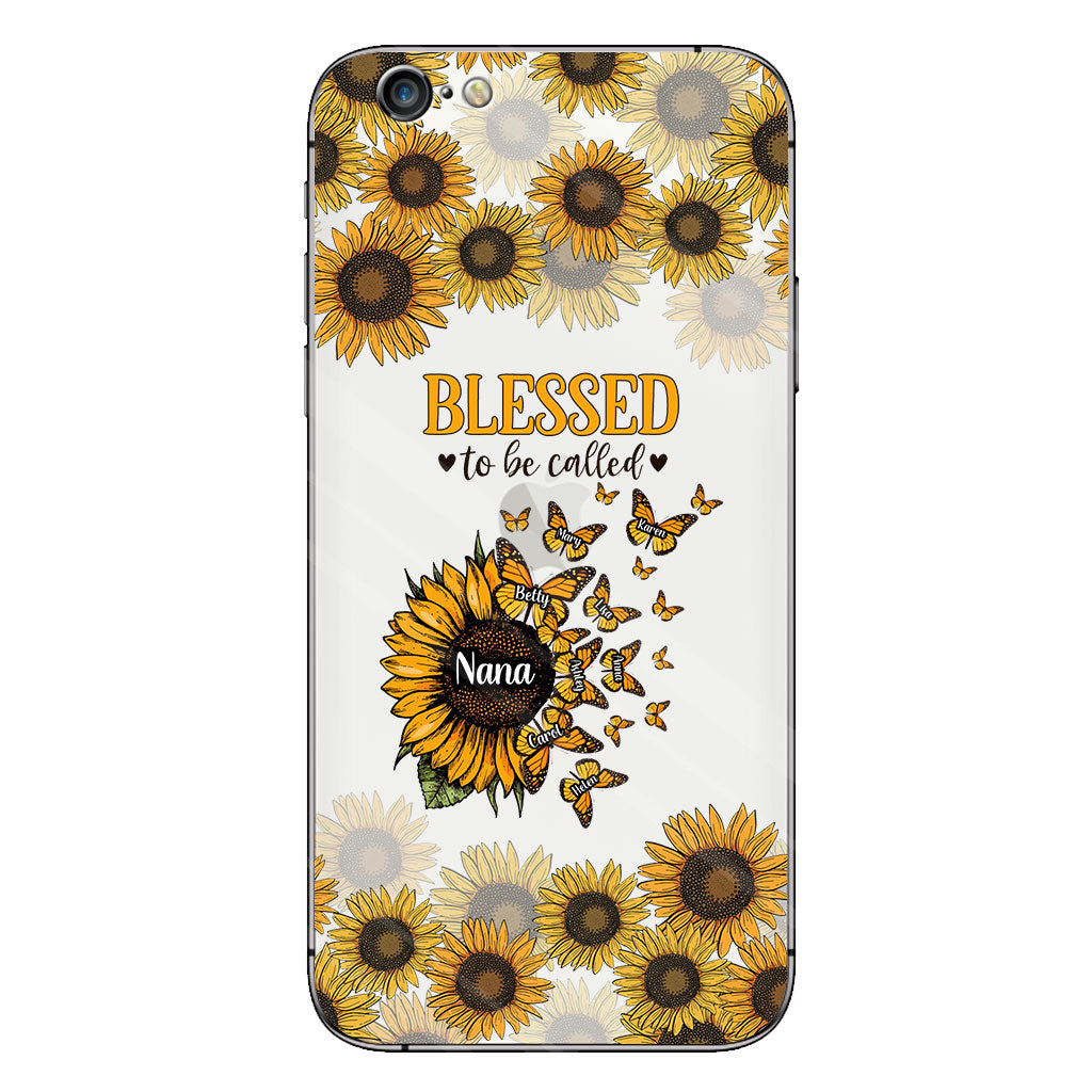 Wunderschöne Sonnenblume – Gesegnet, so genannt zu werden – Geschenk für Oma, Mama – Personalisierte, transparente Handyhülle