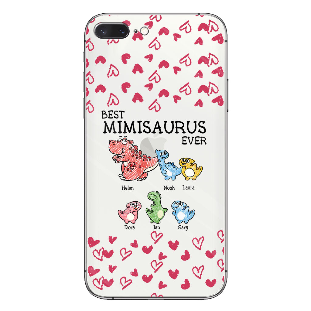 Der beste Mimisaurus aller Zeiten – Geschenk für Oma, Opa, Papa, Mama, Tante, Onkel – Personalisierte, transparente Handyhülle