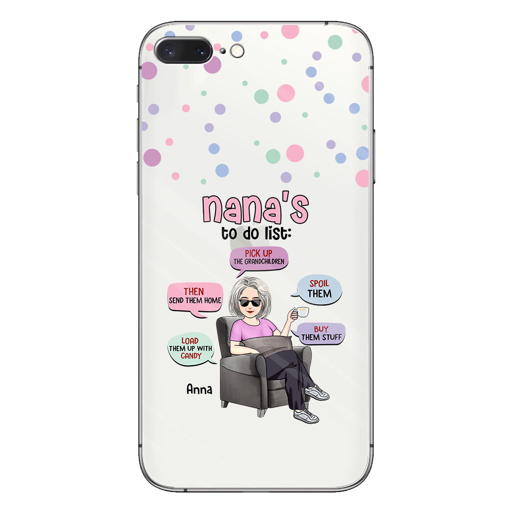 Liste de choses à faire de mamie - Coque de téléphone transparente personnalisée pour grand-mère