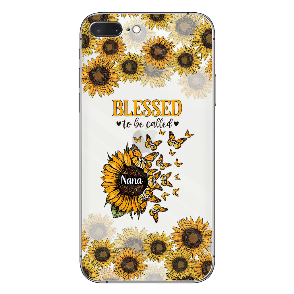 Wunderschöne Sonnenblume – Gesegnet, so genannt zu werden – Geschenk für Oma, Mama – Personalisierte, transparente Handyhülle