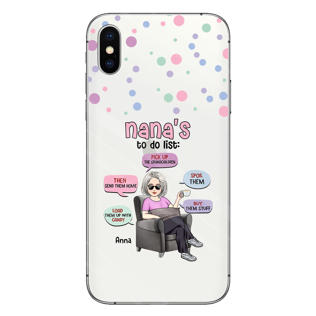 Liste de choses à faire de mamie - Coque de téléphone transparente personnalisée pour grand-mère