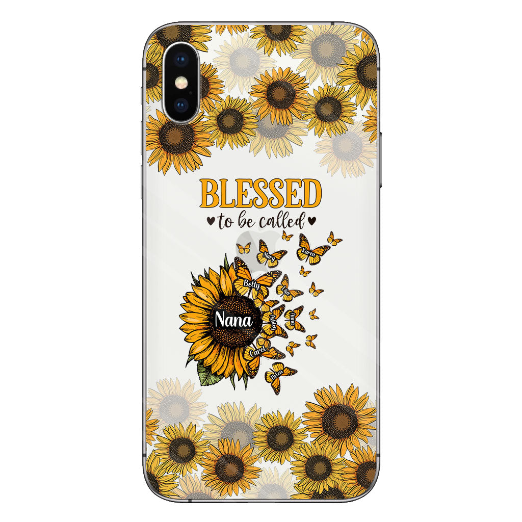 Wunderschöne Sonnenblume – Gesegnet, so genannt zu werden – Geschenk für Oma, Mama – Personalisierte, transparente Handyhülle