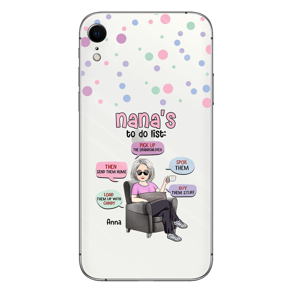 Liste de choses à faire de mamie - Coque de téléphone transparente personnalisée pour grand-mère