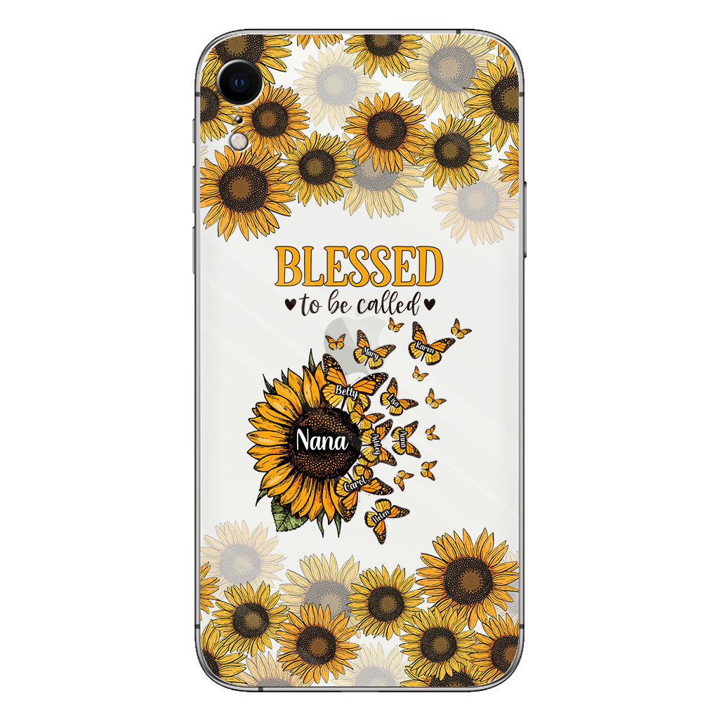 Wunderschöne Sonnenblume – Gesegnet, so genannt zu werden – Geschenk für Oma, Mama – Personalisierte, transparente Handyhülle