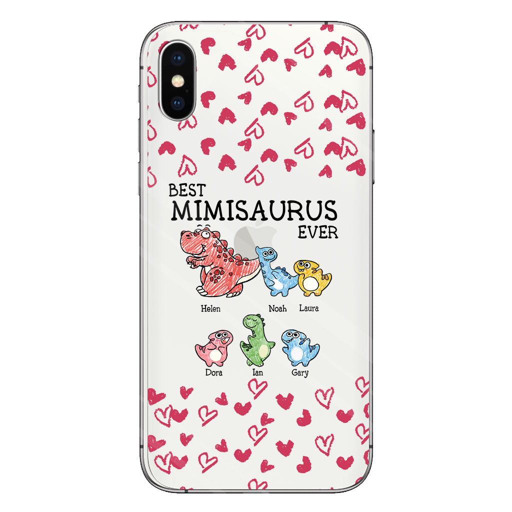 Der beste Mimisaurus aller Zeiten – Geschenk für Oma, Opa, Papa, Mama, Tante, Onkel – Personalisierte, transparente Handyhülle