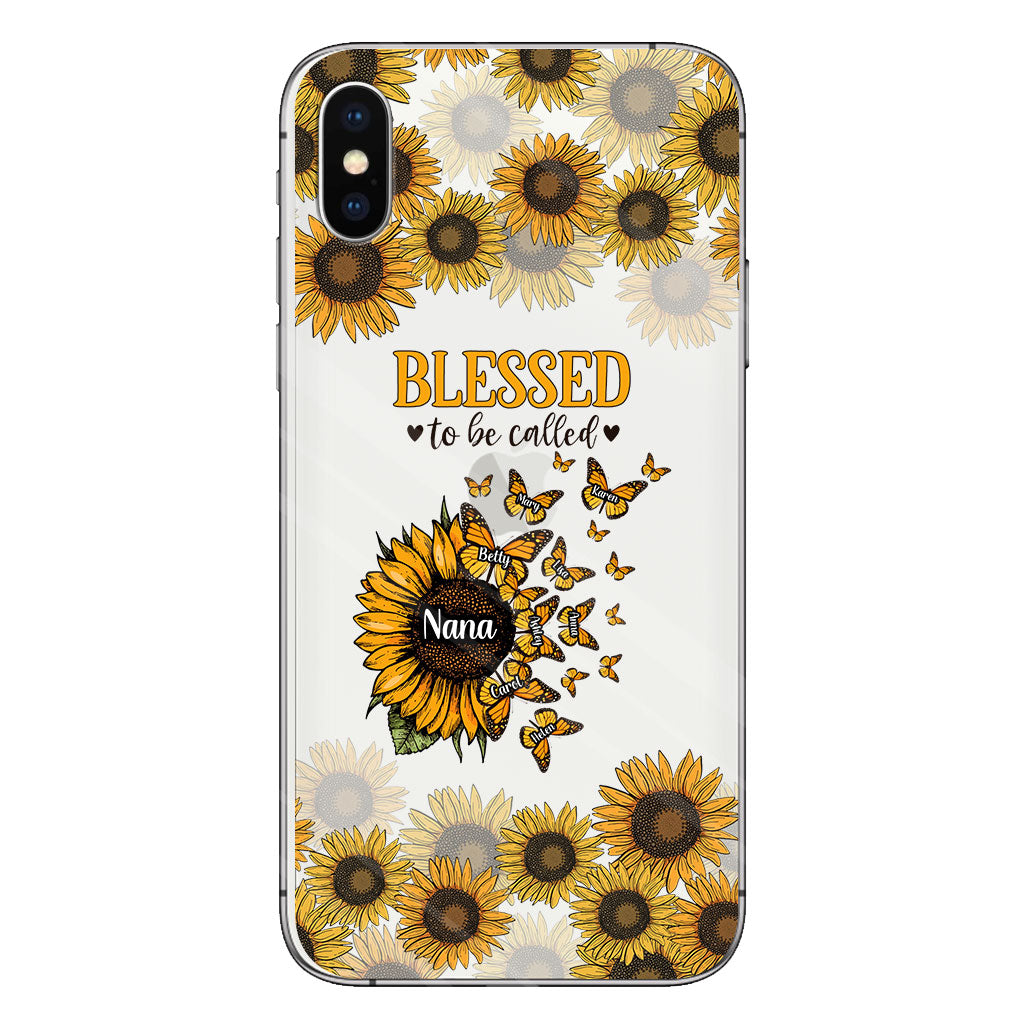 Wunderschöne Sonnenblume – Gesegnet, so genannt zu werden – Geschenk für Oma, Mama – Personalisierte, transparente Handyhülle