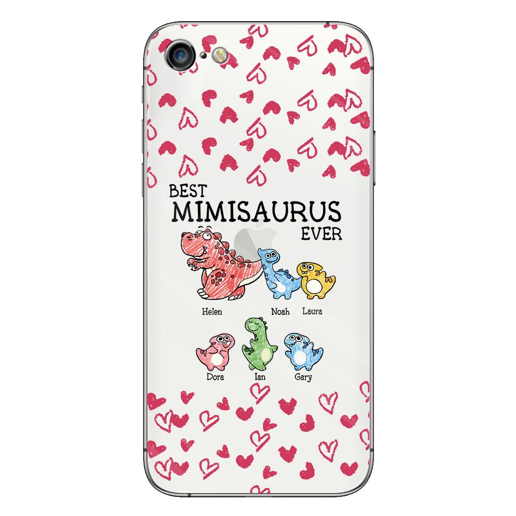 Der beste Mimisaurus aller Zeiten – Geschenk für Oma, Opa, Papa, Mama, Tante, Onkel – Personalisierte, transparente Handyhülle