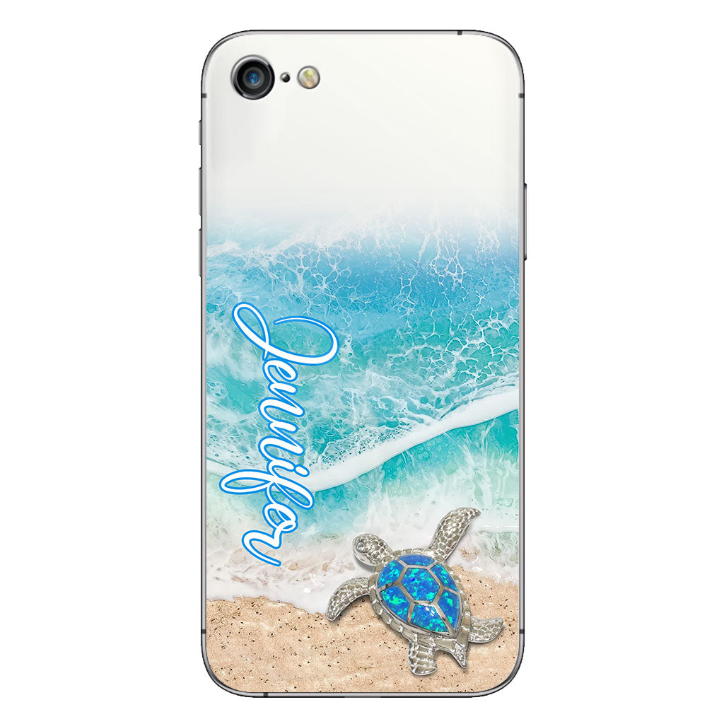 Coque de téléphone transparente personnalisée avec une tortue pour les amoureux des tortues
