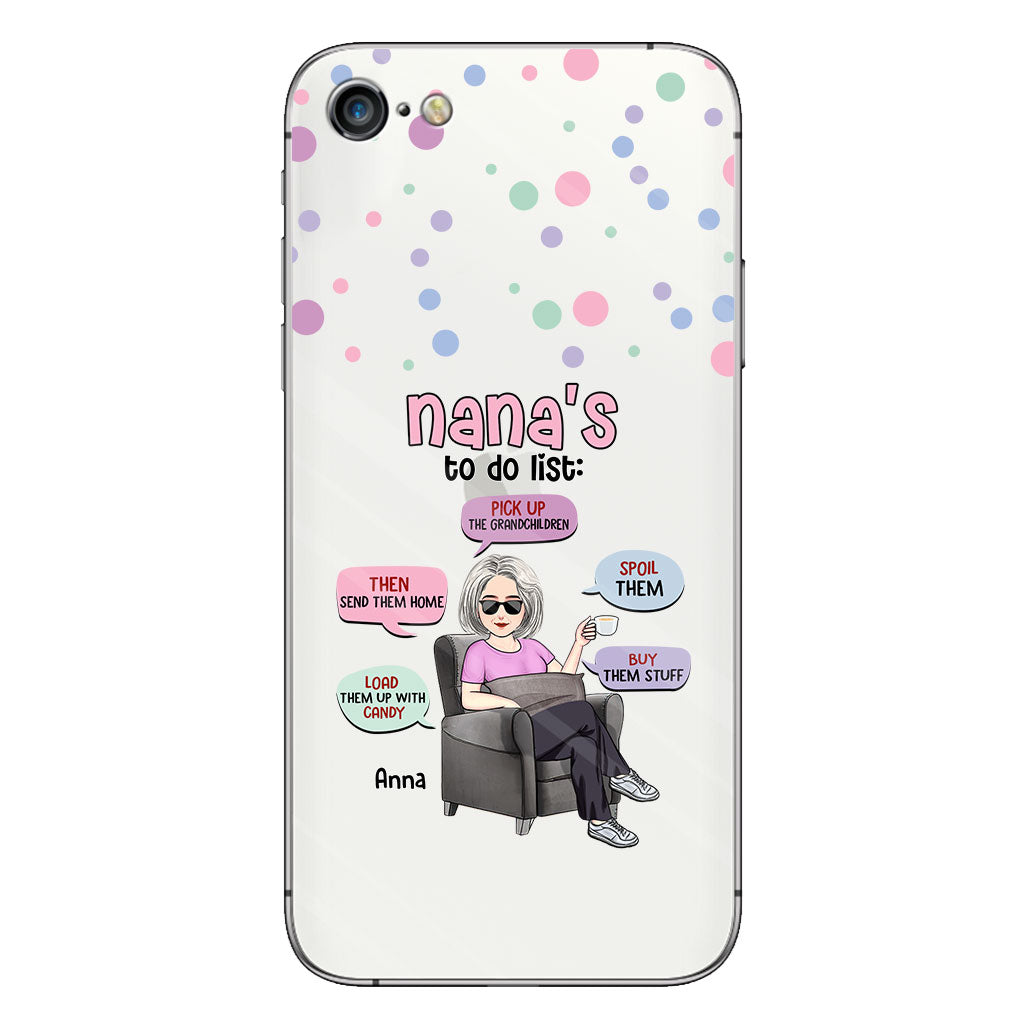 Liste de choses à faire de mamie - Coque de téléphone transparente personnalisée pour grand-mère