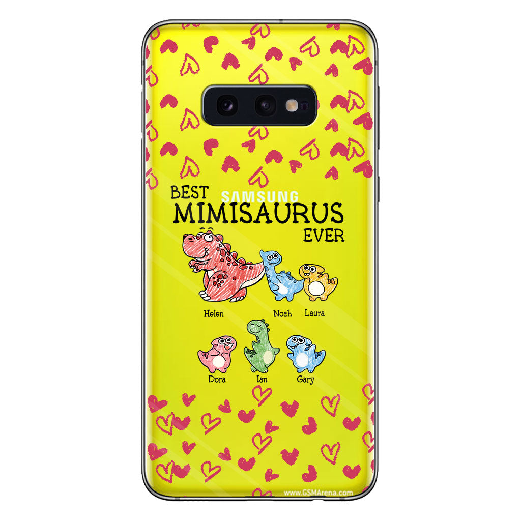 Der beste Mimisaurus aller Zeiten – Geschenk für Oma, Opa, Papa, Mama, Tante, Onkel – Personalisierte, transparente Handyhülle