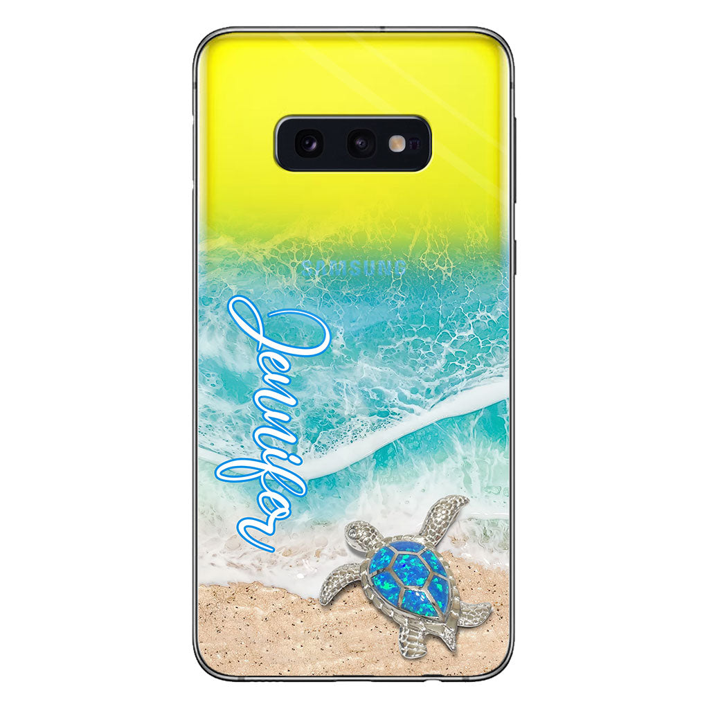 Coque de téléphone transparente personnalisée avec une tortue pour les amoureux des tortues