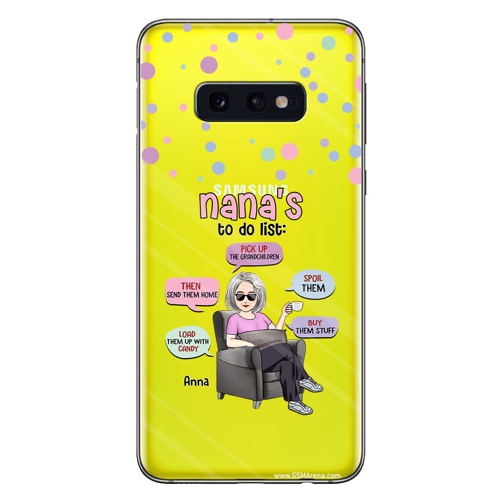 Liste de choses à faire de mamie - Coque de téléphone transparente personnalisée pour grand-mère