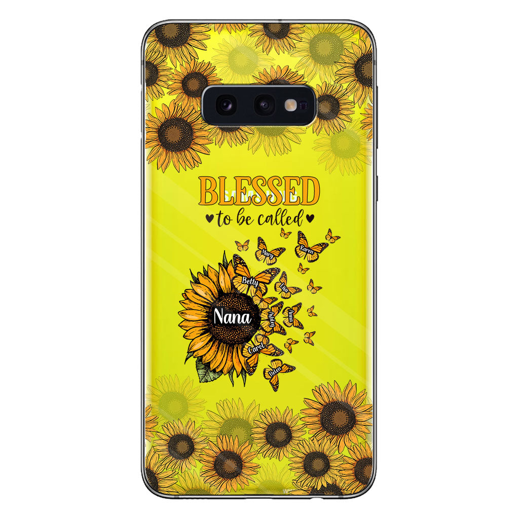 Wunderschöne Sonnenblume – Gesegnet, so genannt zu werden – Geschenk für Oma, Mama – Personalisierte, transparente Handyhülle
