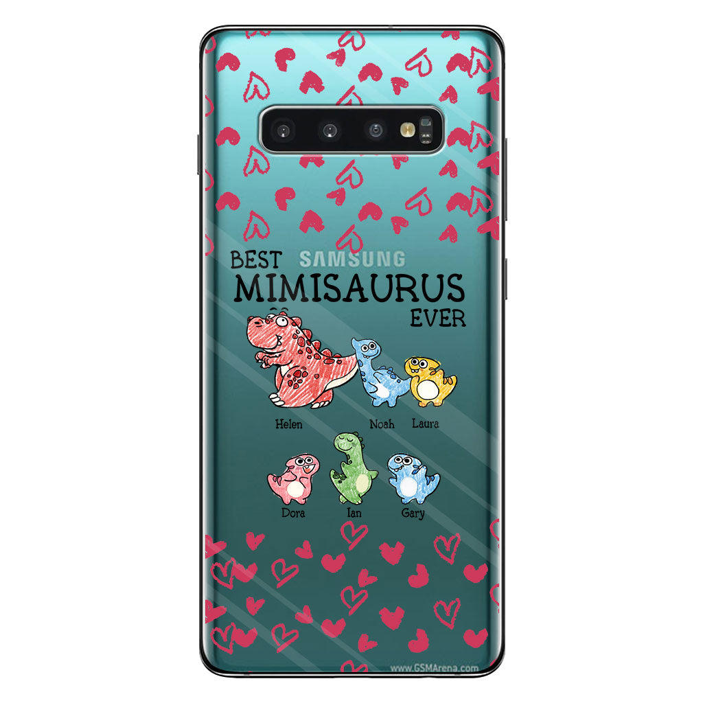 Der beste Mimisaurus aller Zeiten – Geschenk für Oma, Opa, Papa, Mama, Tante, Onkel – Personalisierte, transparente Handyhülle