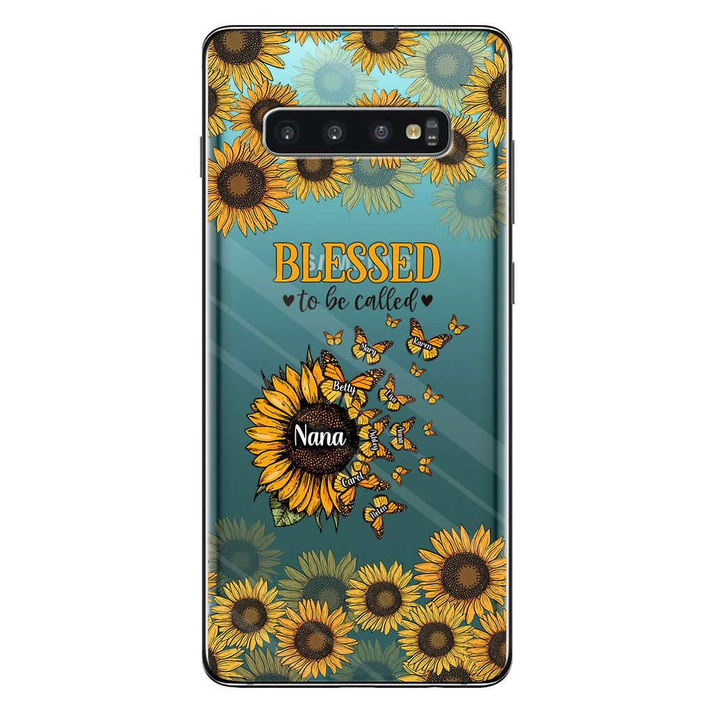 Wunderschöne Sonnenblume – Gesegnet, so genannt zu werden – Geschenk für Oma, Mama – Personalisierte, transparente Handyhülle