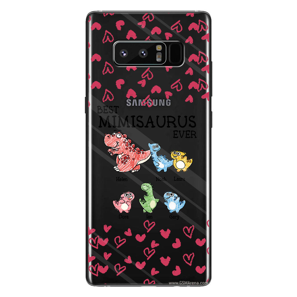 Der beste Mimisaurus aller Zeiten – Geschenk für Oma, Opa, Papa, Mama, Tante, Onkel – Personalisierte, transparente Handyhülle