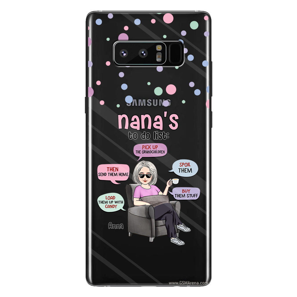 Liste de choses à faire de mamie - Coque de téléphone transparente personnalisée pour grand-mère