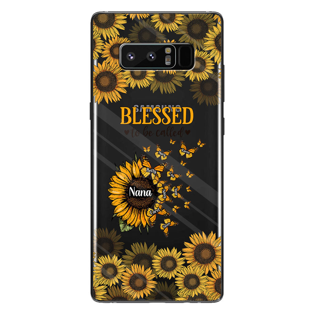 Wunderschöne Sonnenblume – Gesegnet, so genannt zu werden – Geschenk für Oma, Mama – Personalisierte, transparente Handyhülle