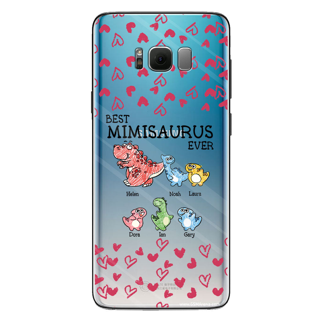 Der beste Mimisaurus aller Zeiten – Geschenk für Oma, Opa, Papa, Mama, Tante, Onkel – Personalisierte, transparente Handyhülle