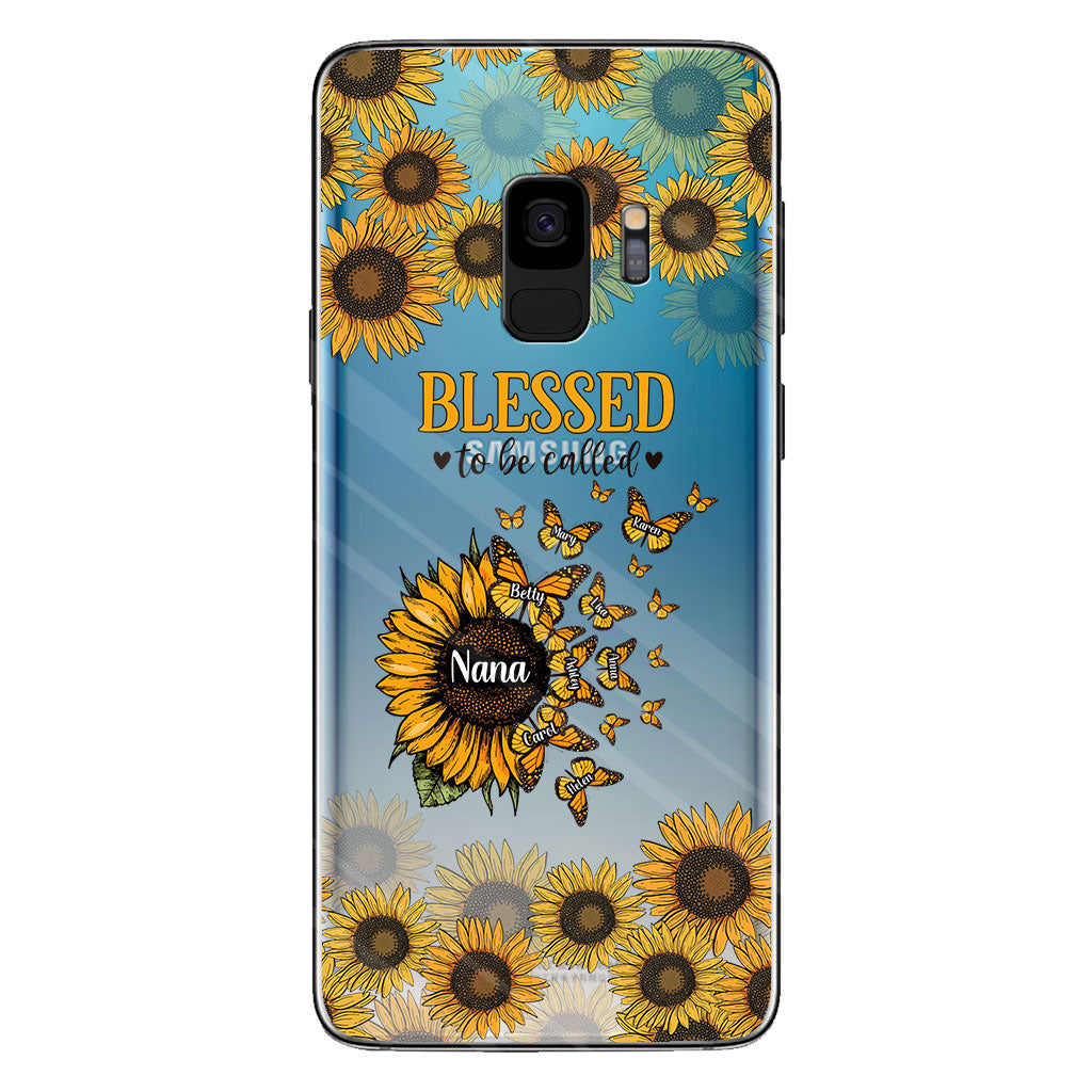 Wunderschöne Sonnenblume – Gesegnet, so genannt zu werden – Geschenk für Oma, Mama – Personalisierte, transparente Handyhülle