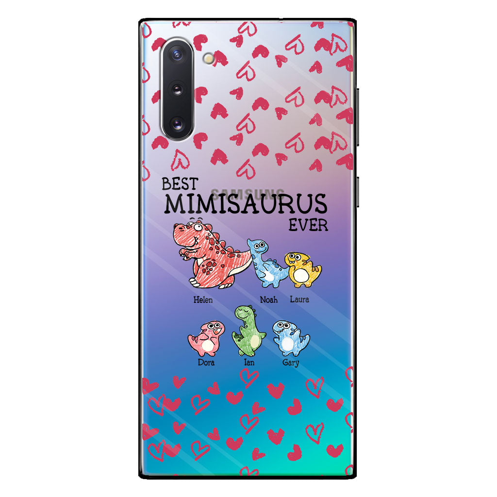 Der beste Mimisaurus aller Zeiten – Geschenk für Oma, Opa, Papa, Mama, Tante, Onkel – Personalisierte, transparente Handyhülle