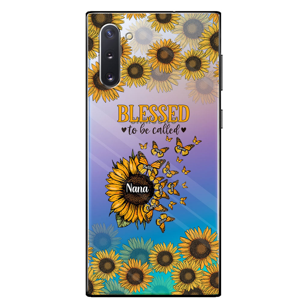 Wunderschöne Sonnenblume – Gesegnet, so genannt zu werden – Geschenk für Oma, Mama – Personalisierte, transparente Handyhülle