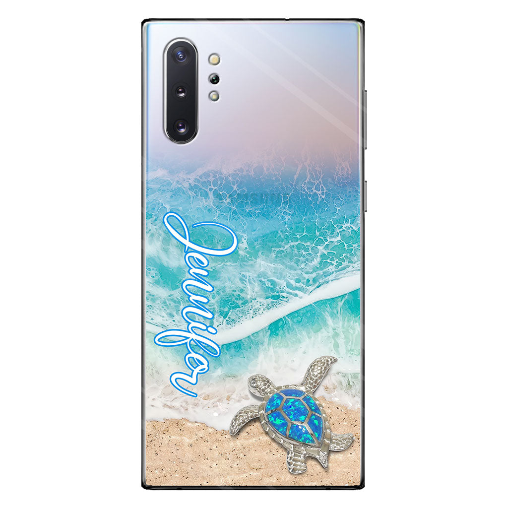 Coque de téléphone transparente personnalisée avec une tortue pour les amoureux des tortues