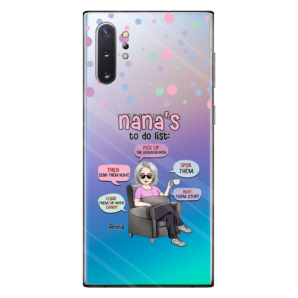 Liste de choses à faire de mamie - Coque de téléphone transparente personnalisée pour grand-mère