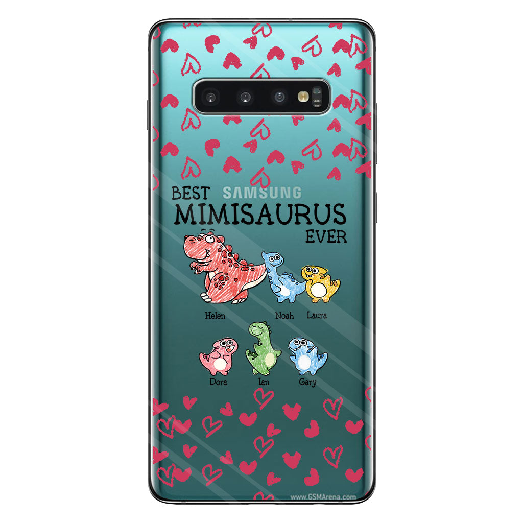 Der beste Mimisaurus aller Zeiten – Geschenk für Oma, Opa, Papa, Mama, Tante, Onkel – Personalisierte, transparente Handyhülle