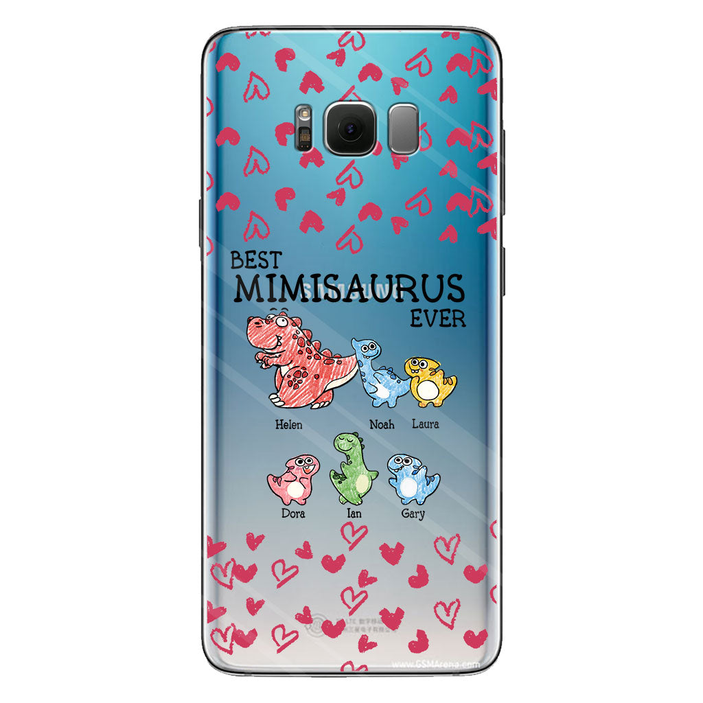 Der beste Mimisaurus aller Zeiten – Geschenk für Oma, Opa, Papa, Mama, Tante, Onkel – Personalisierte, transparente Handyhülle
