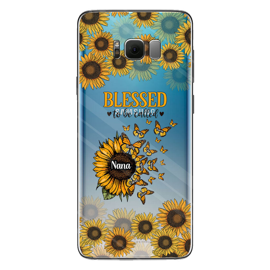 Wunderschöne Sonnenblume – Gesegnet, so genannt zu werden – Geschenk für Oma, Mama – Personalisierte, transparente Handyhülle
