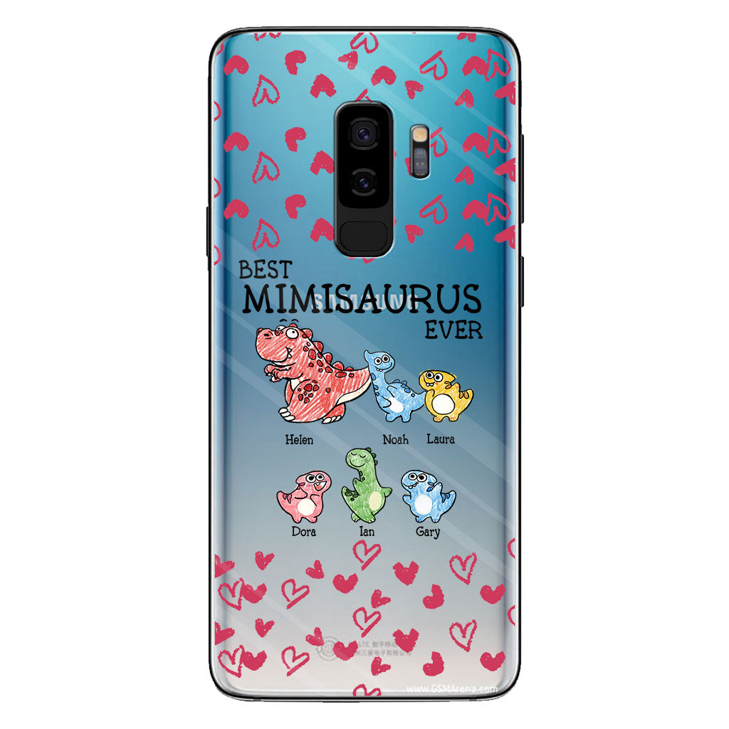Der beste Mimisaurus aller Zeiten – Geschenk für Oma, Opa, Papa, Mama, Tante, Onkel – Personalisierte, transparente Handyhülle