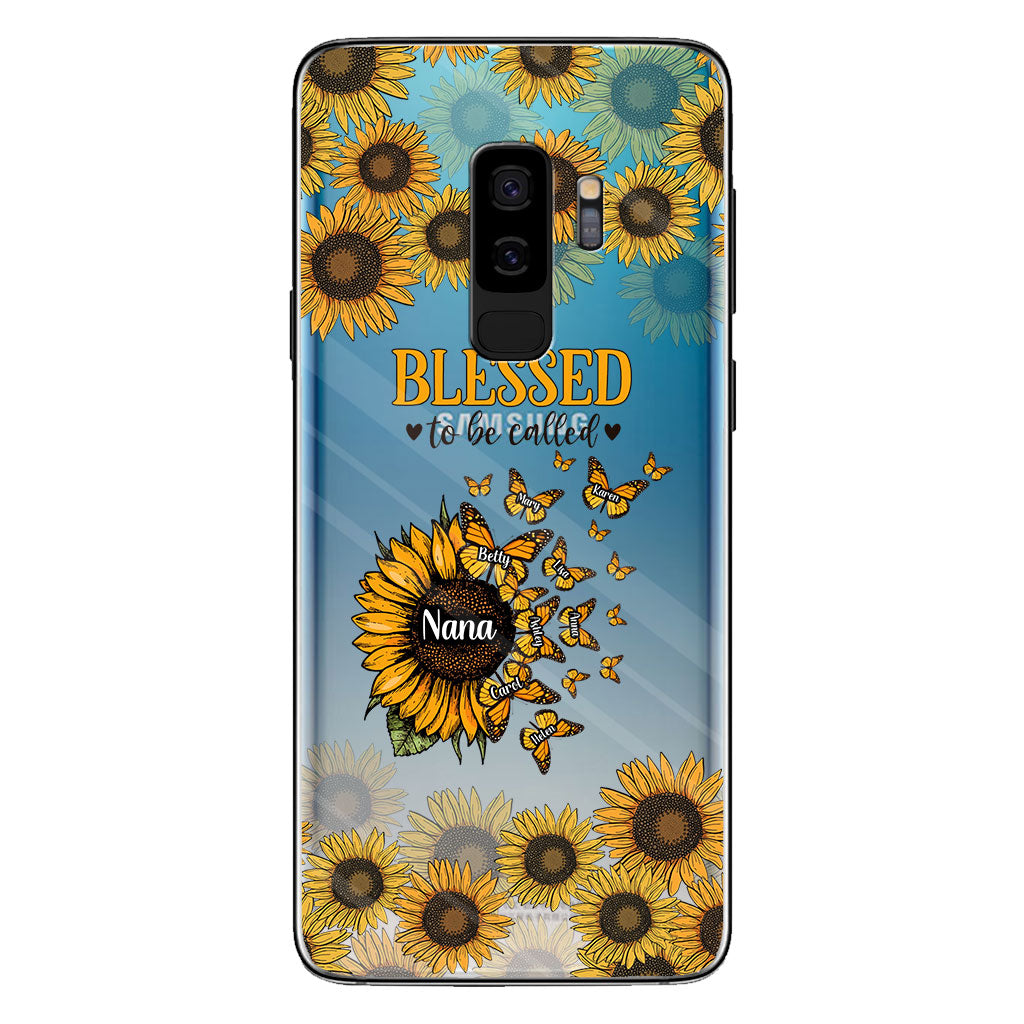 Wunderschöne Sonnenblume – Gesegnet, so genannt zu werden – Geschenk für Oma, Mama – Personalisierte, transparente Handyhülle