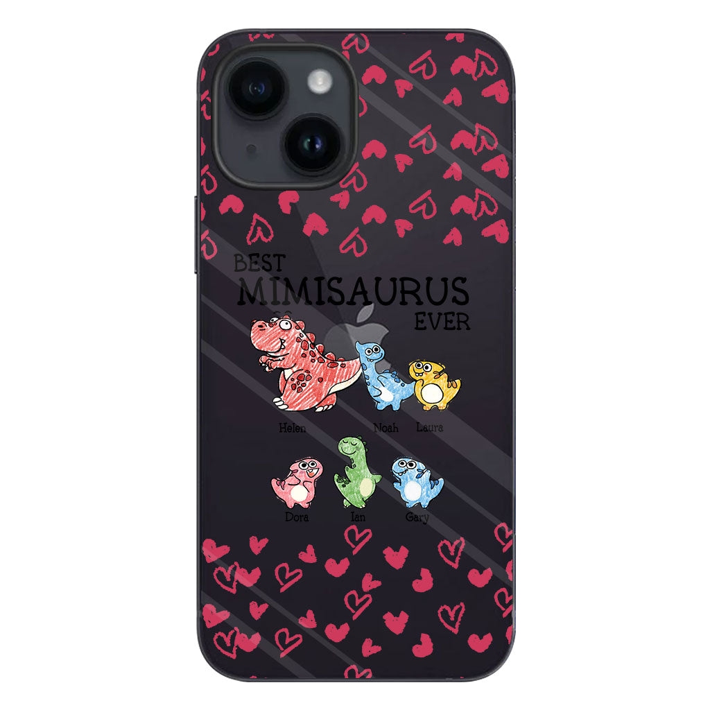 Der beste Mimisaurus aller Zeiten – Geschenk für Oma, Opa, Papa, Mama, Tante, Onkel – Personalisierte, transparente Handyhülle