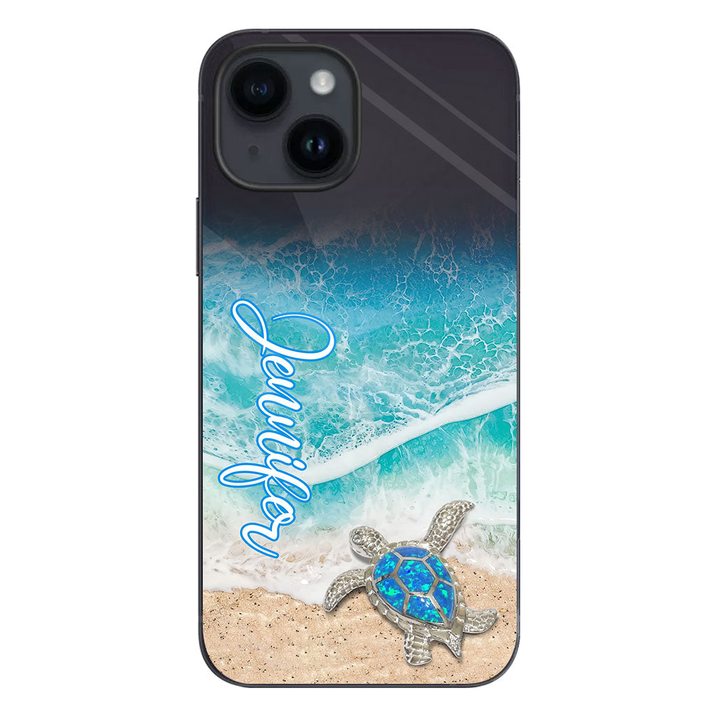 Coque de téléphone transparente personnalisée avec une tortue pour les amoureux des tortues