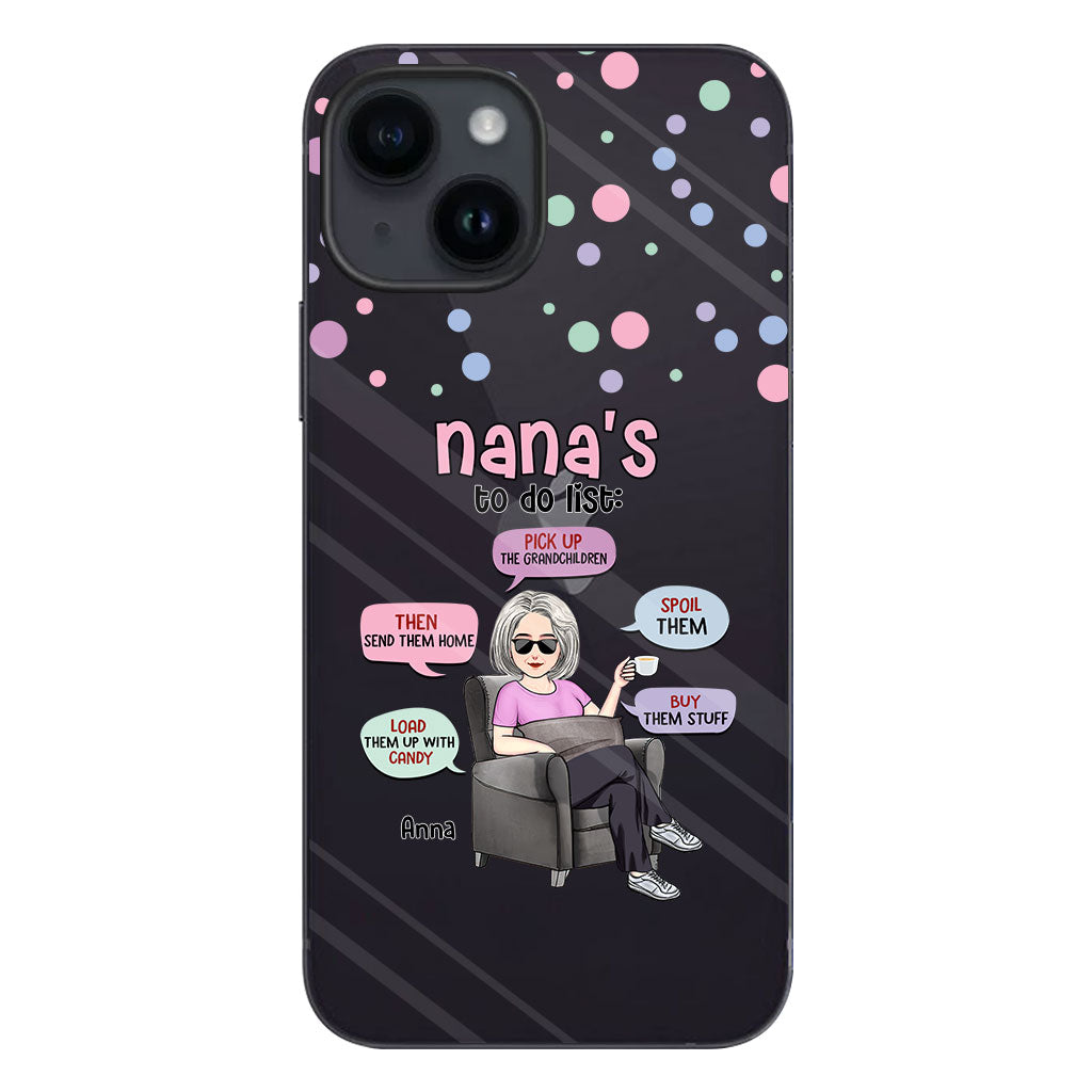 Liste de choses à faire de mamie - Coque de téléphone transparente personnalisée pour grand-mère
