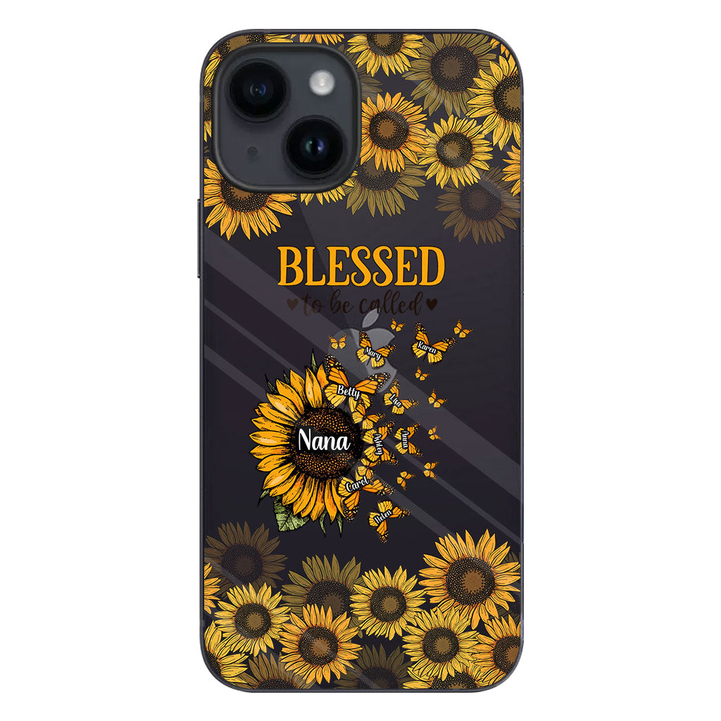 Wunderschöne Sonnenblume – Gesegnet, so genannt zu werden – Geschenk für Oma, Mama – Personalisierte, transparente Handyhülle